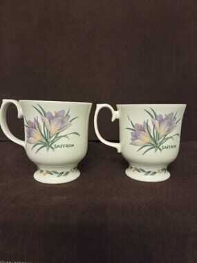 Vtg Roy Kirkham Mugs Cups Herbs n' Spices Fine Bone China England‎ 1997 Saffron